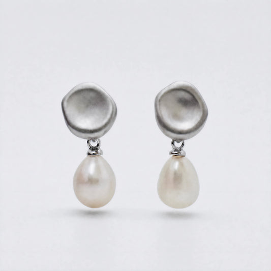 Falling Dew sterling silver and freshwater pearl earrings by ORIN
