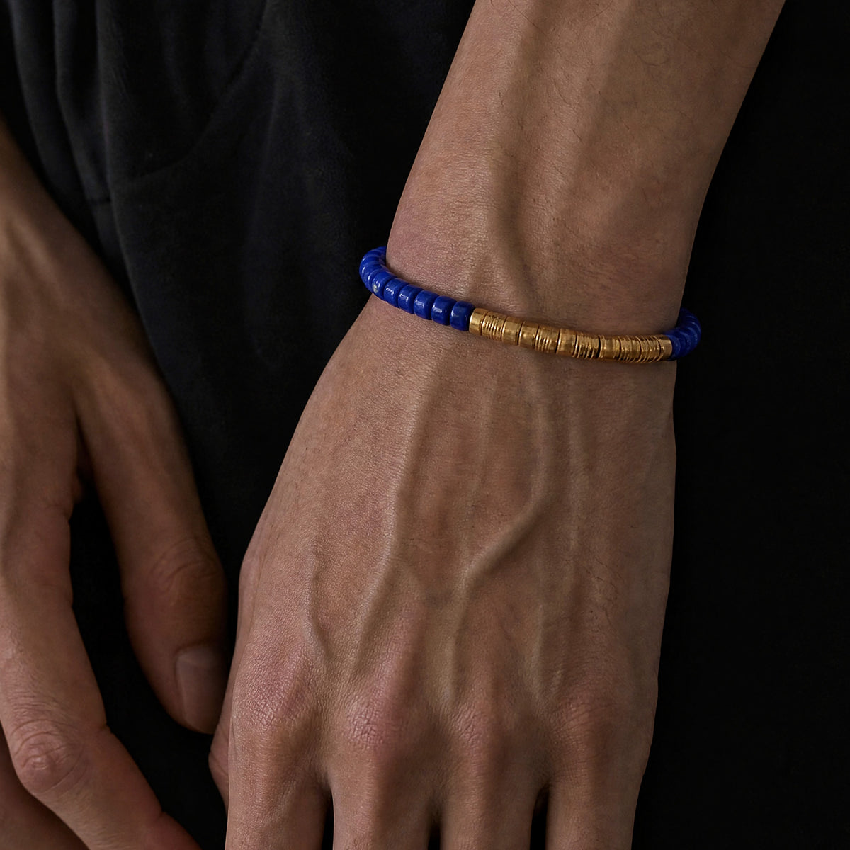 Astrum 01 lapis lazuli bracelet worn on wrist