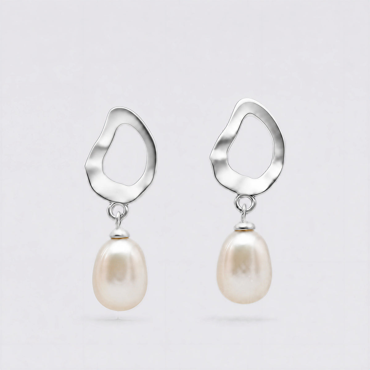Echo Form sterling silver freshwater pearl earrings