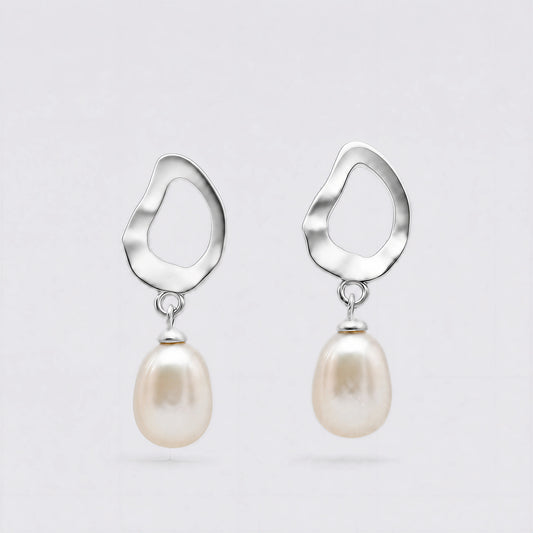 Echo Form sterling silver freshwater pearl earrings
