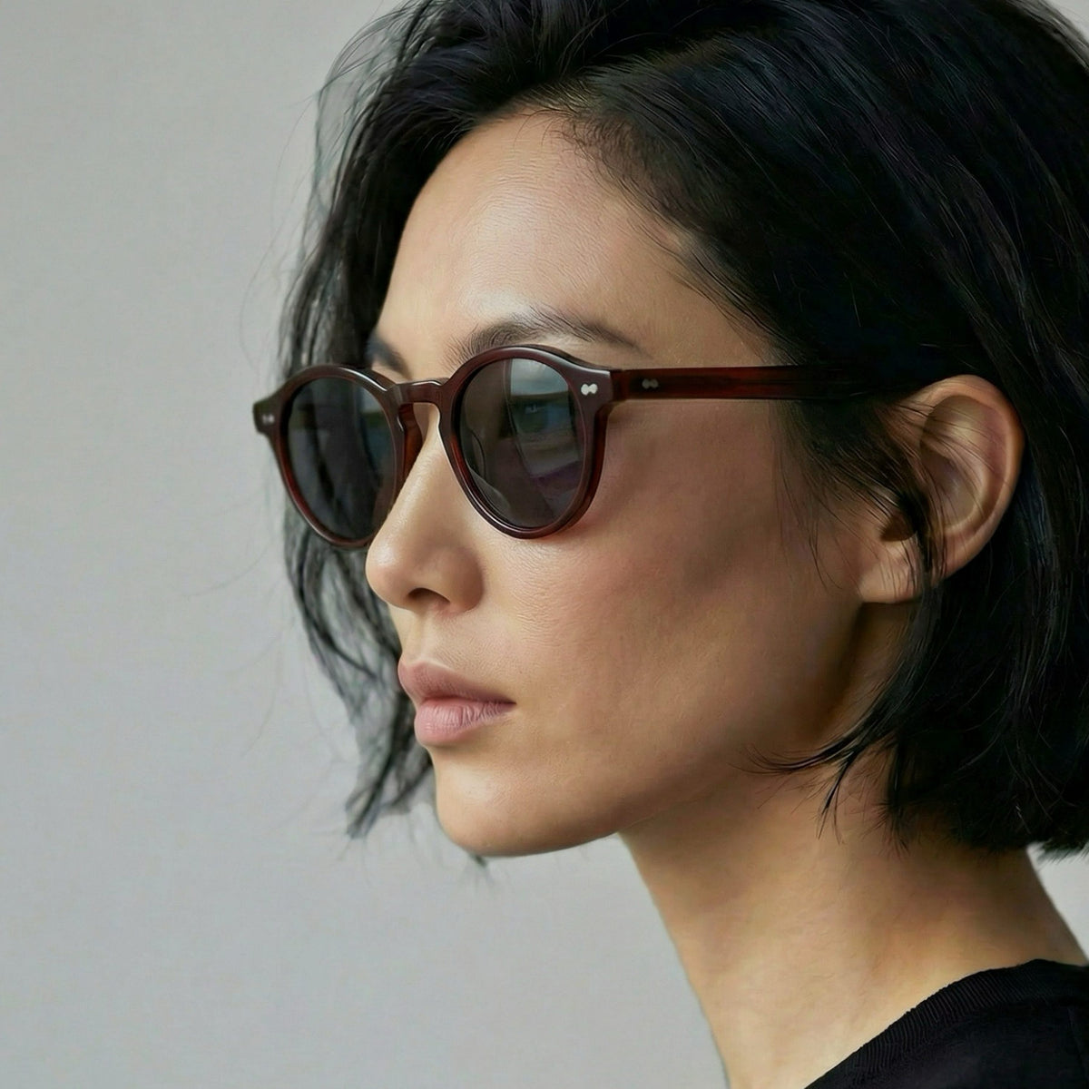 Model wearing Moon Bridge sunglasses