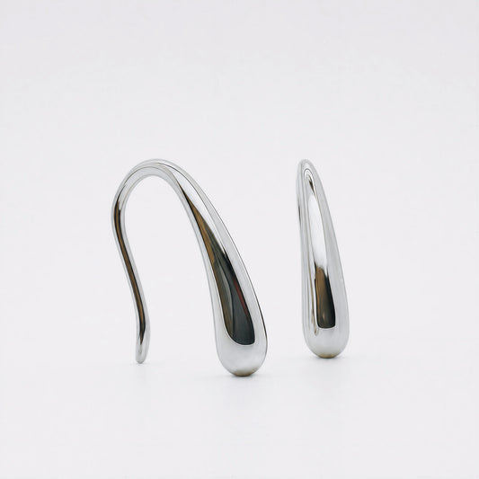 Silent Palm sterling silver hook earrings.